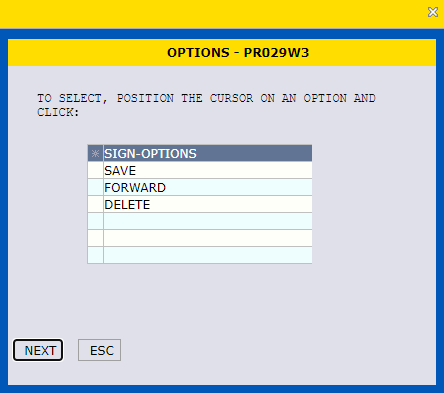 NextFPPS Sign Options menu with Save, Forward, and Delete options.