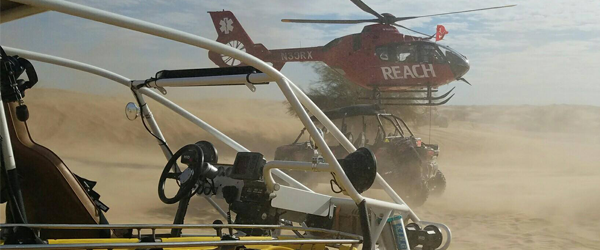 Photo of rescue buggy and helicopter