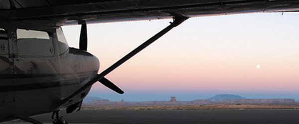 Photo of side view of a small airplane