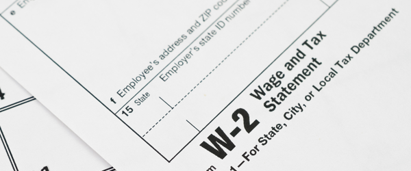 Close up photo of a W-2 form