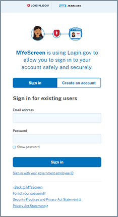 Login.gov screen